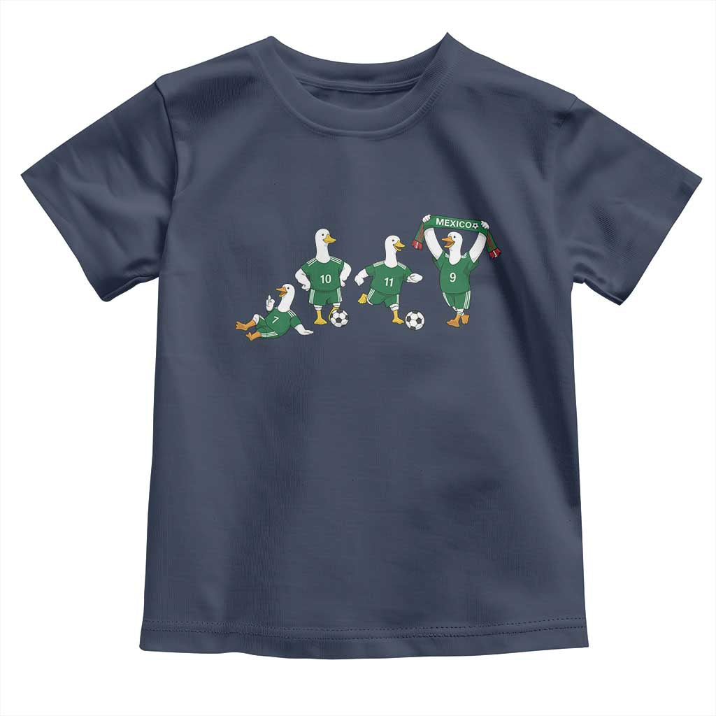 Funny Mexico Merlin the Duck Playing Soccer Graphic Toddler T Shirt Mexican Spirit Football Fans Cheer
