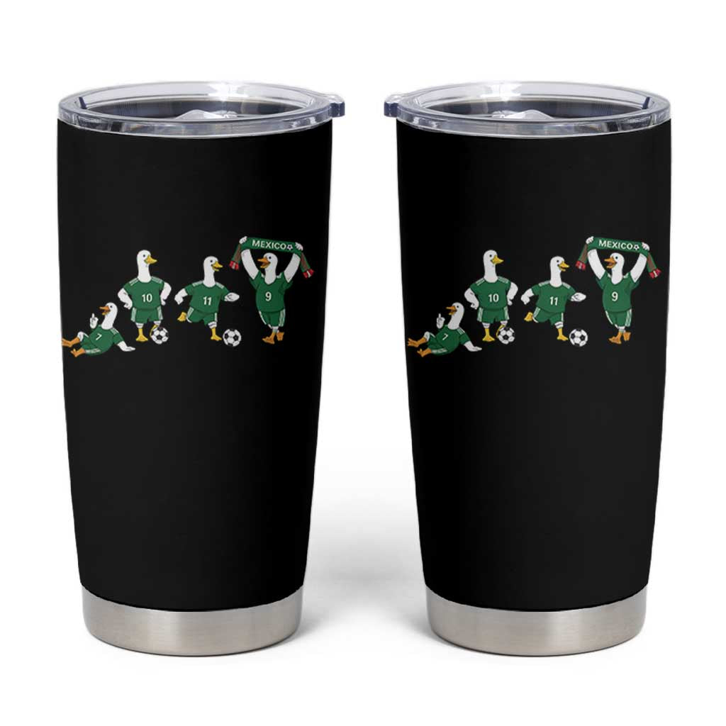Funny Mexico Merlin the Duck Playing Soccer Graphic Tumbler Cup Mexican Spirit Football Fans Cheer