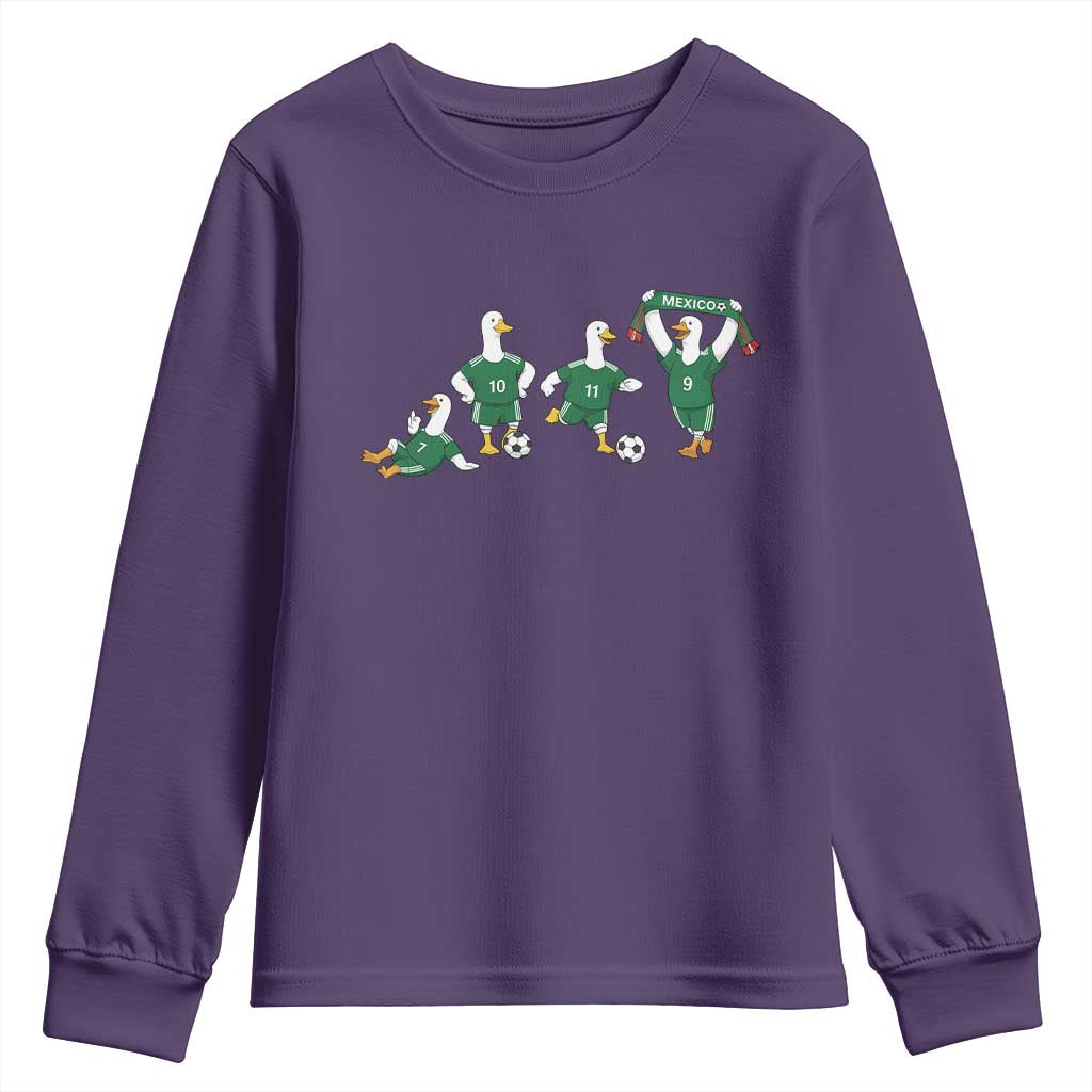 Funny Mexico Merlin the Duck Playing Soccer Graphic Youth Sweatshirt Mexican Spirit Football Fans Cheer