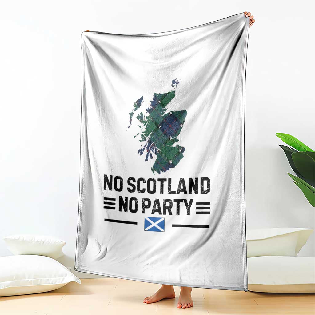 No Scotland No Party Tartan Plaid and Map Throw Blanket Vintage Scottish Football Supporter Sports Fans Spirit