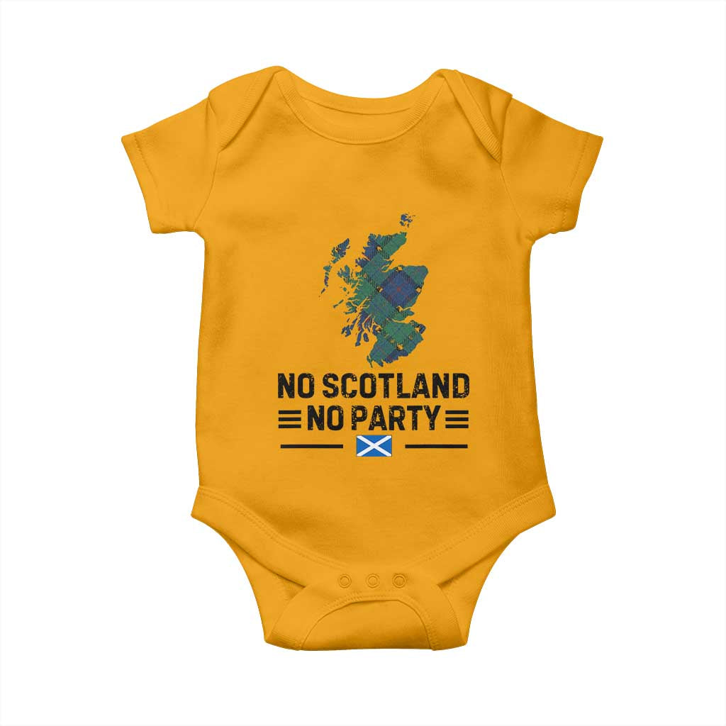No Scotland No Party Tartan Plaid and Map Baby Onesie Vintage Scottish Football Supporter Sports Fans Spirit