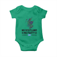 No Scotland No Party Tartan Plaid and Map Baby Onesie Vintage Scottish Football Supporter Sports Fans Spirit