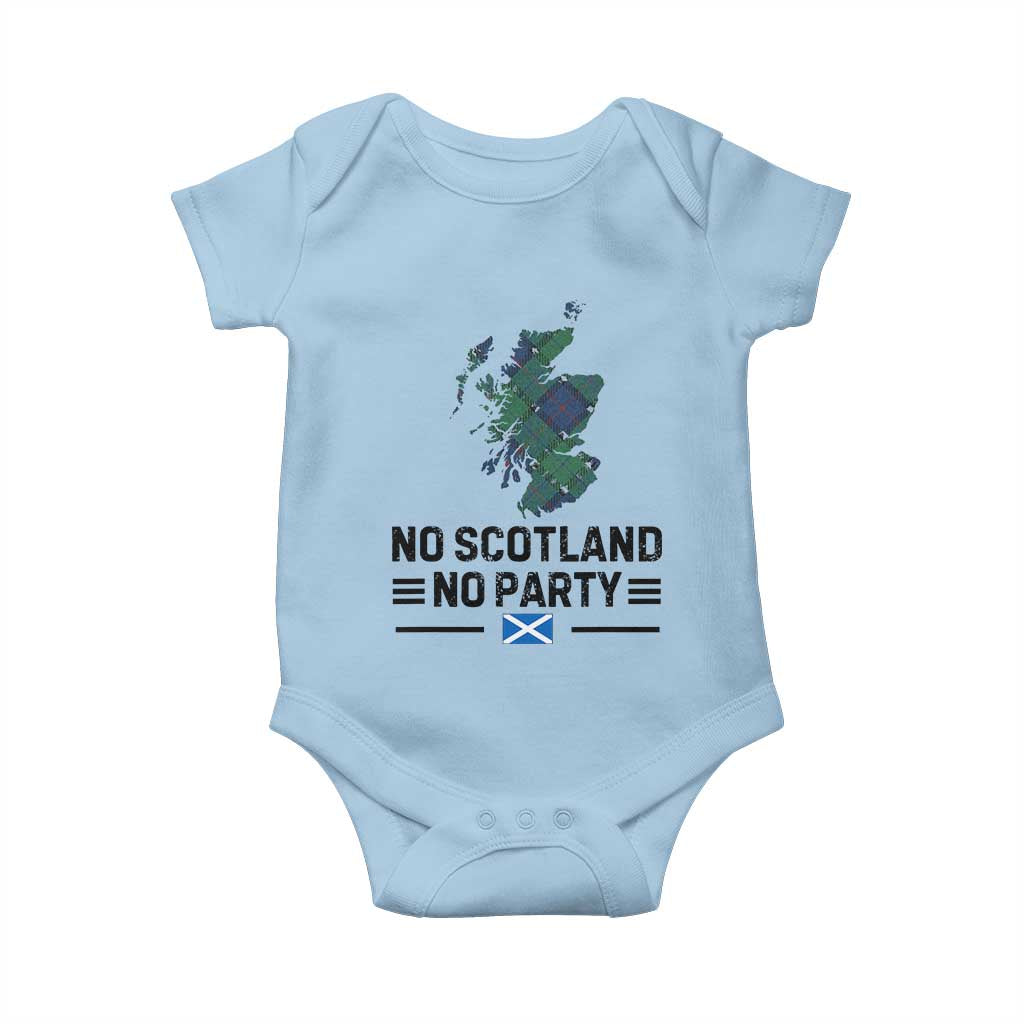 No Scotland No Party Tartan Plaid and Map Baby Onesie Vintage Scottish Football Supporter Sports Fans Spirit