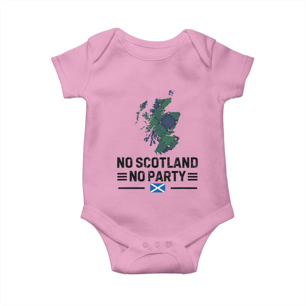 No Scotland No Party Tartan Plaid and Map Baby Onesie Vintage Scottish Football Supporter Sports Fans Spirit
