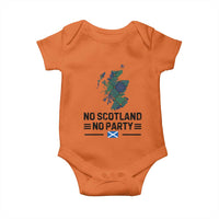 No Scotland No Party Tartan Plaid and Map Baby Onesie Vintage Scottish Football Supporter Sports Fans Spirit
