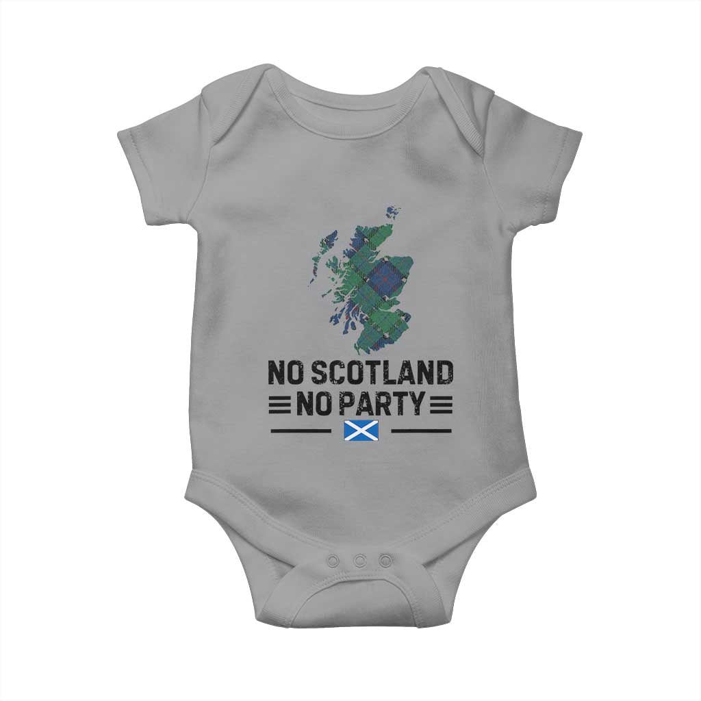 No Scotland No Party Tartan Plaid and Map Baby Onesie Vintage Scottish Football Supporter Sports Fans Spirit