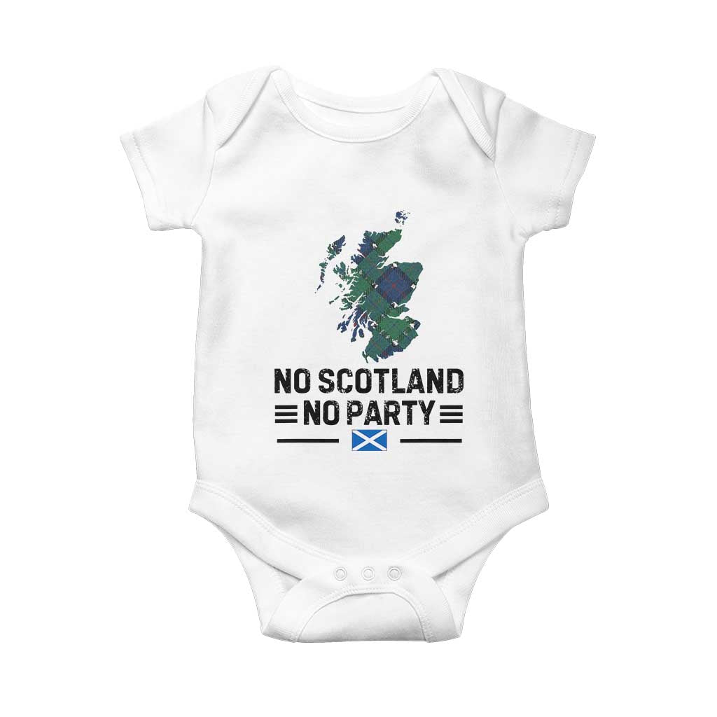 No Scotland No Party Tartan Plaid and Map Baby Onesie Vintage Scottish Football Supporter Sports Fans Spirit