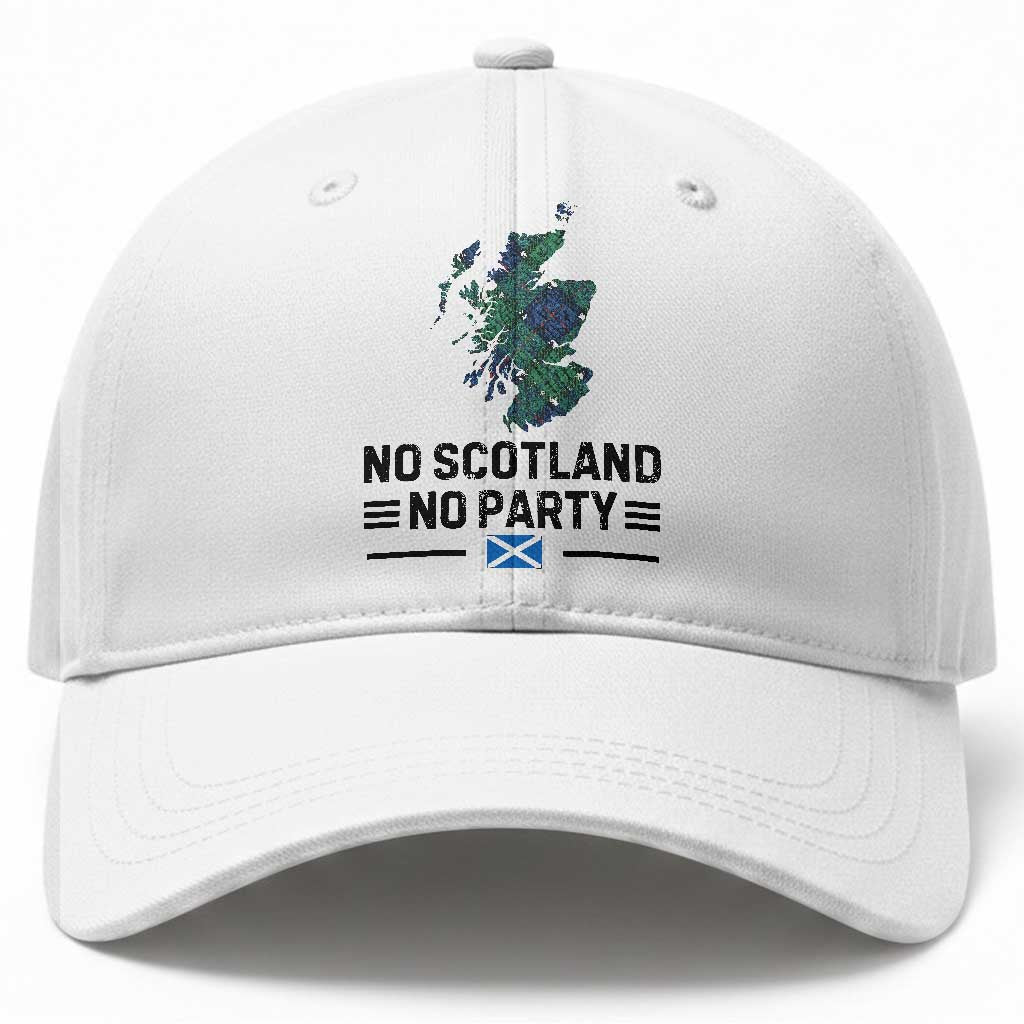 No Scotland No Party Tartan Plaid and Map Baseball Cap Vintage Scottish Football Supporter Sports Fans Spirit