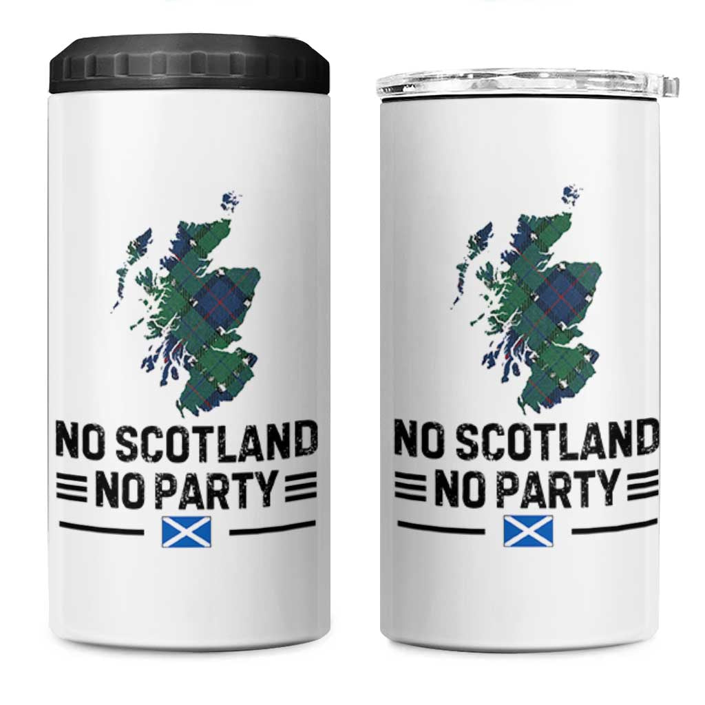 No Scotland No Party Tartan Plaid and Map 4 in 1 Can Cooler Tumbler Vintage Scottish Football Supporter Sports Fans Spirit