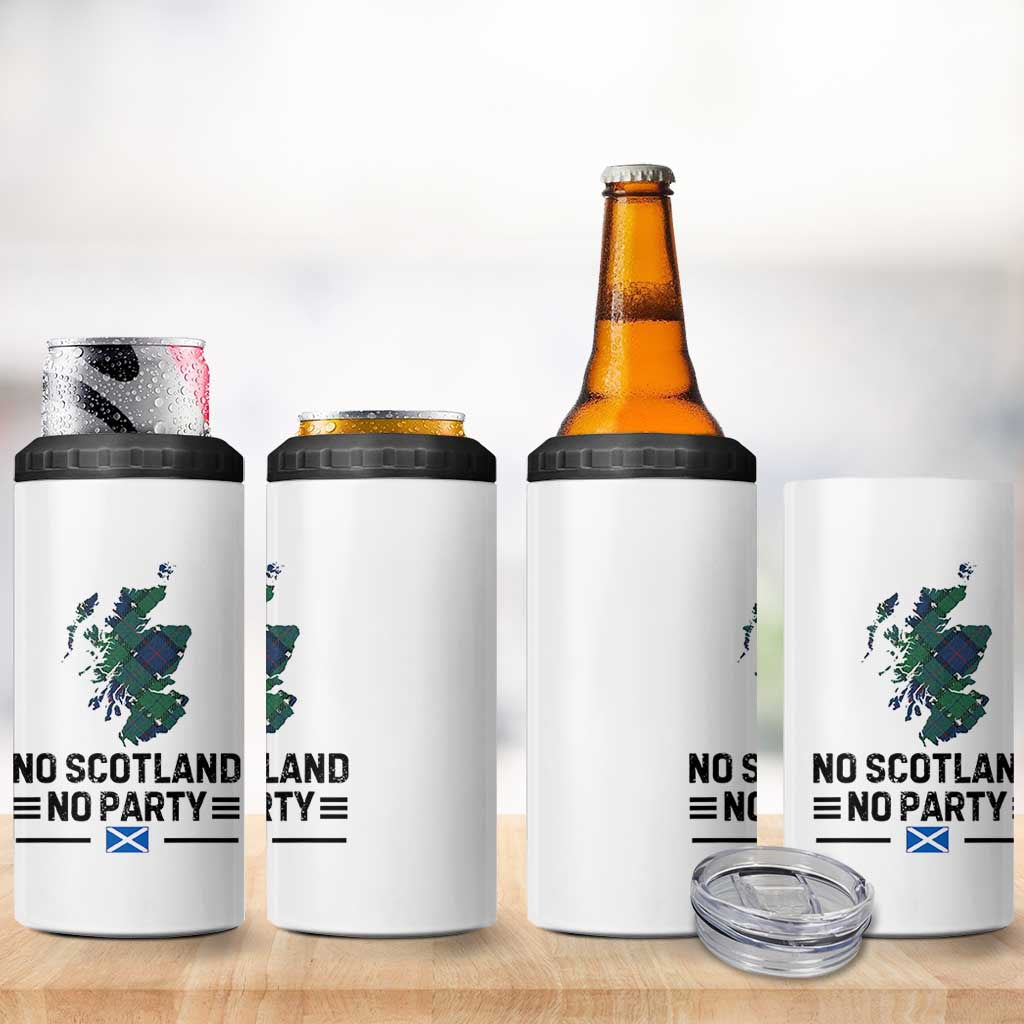 No Scotland No Party Tartan Plaid and Map 4 in 1 Can Cooler Tumbler Vintage Scottish Football Supporter Sports Fans Spirit