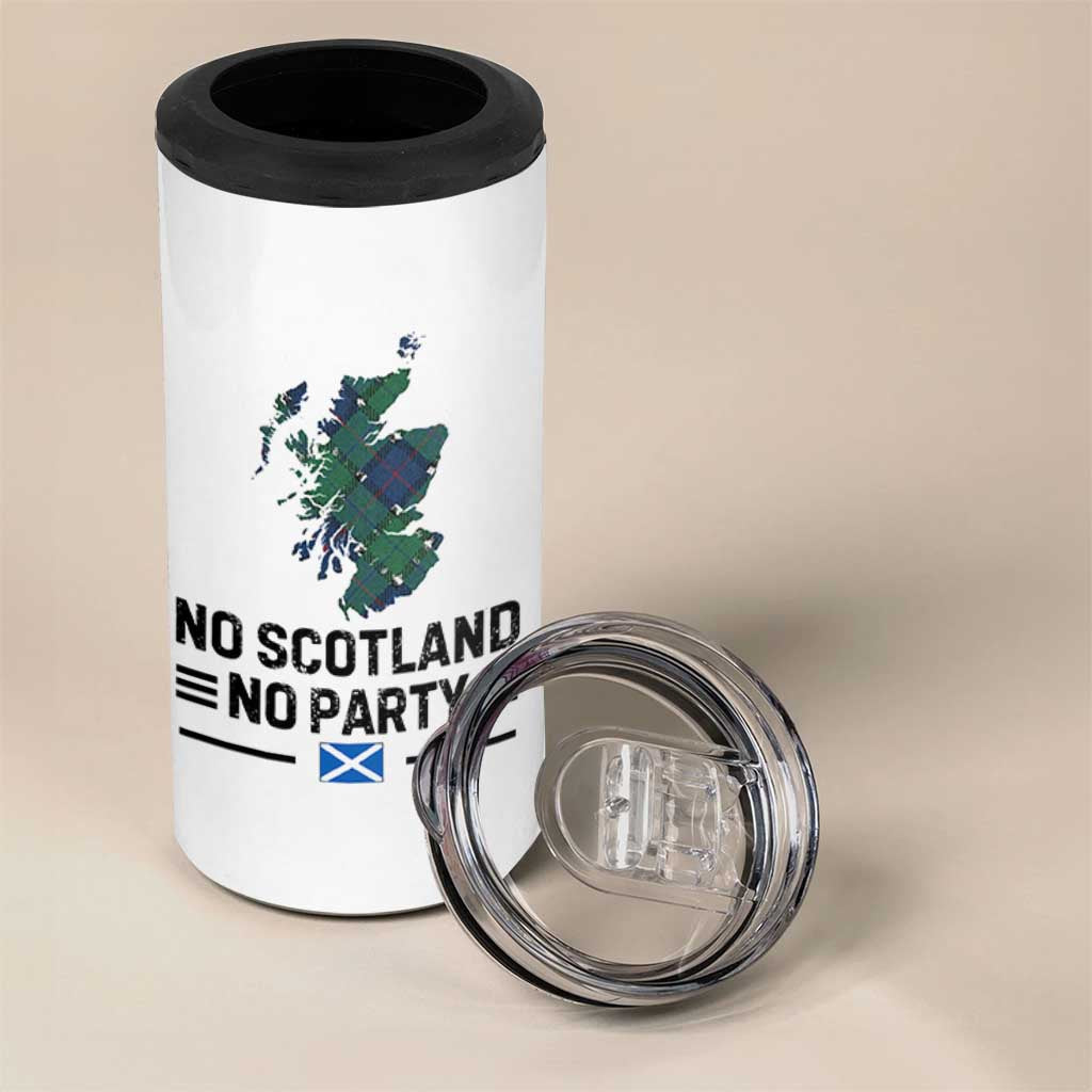 No Scotland No Party Tartan Plaid and Map 4 in 1 Can Cooler Tumbler Vintage Scottish Football Supporter Sports Fans Spirit