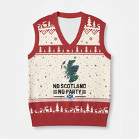 No Scotland No Party Tartan Plaid and Map V-Neck Knit Sweater Vest Vintage Scottish Football Supporter Sports Fans Spirit