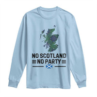 No Scotland No Party Tartan Plaid and Map Long Sleeve Shirt Vintage Scottish Football Supporter Sports Fans Spirit