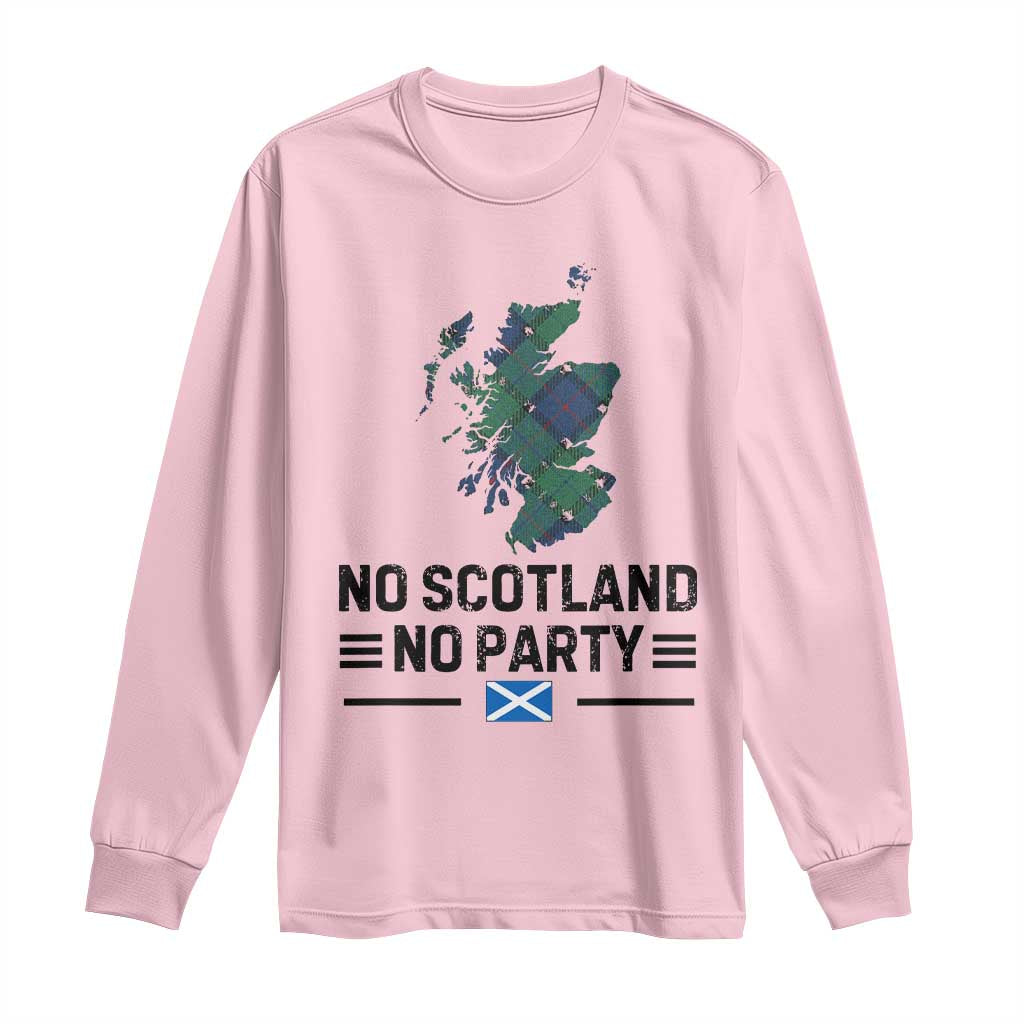 No Scotland No Party Tartan Plaid and Map Long Sleeve Shirt Vintage Scottish Football Supporter Sports Fans Spirit