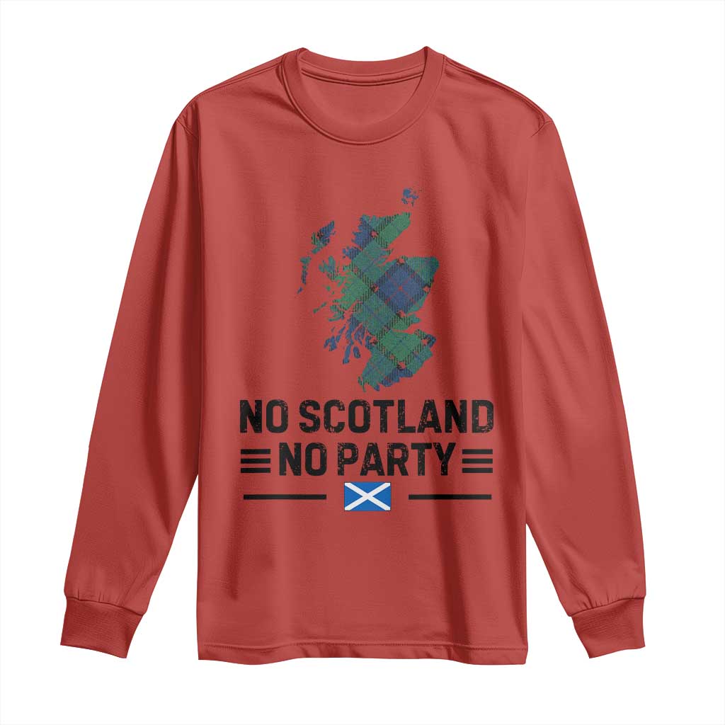 No Scotland No Party Tartan Plaid and Map Long Sleeve Shirt Vintage Scottish Football Supporter Sports Fans Spirit
