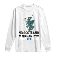 No Scotland No Party Tartan Plaid and Map Long Sleeve Shirt Vintage Scottish Football Supporter Sports Fans Spirit