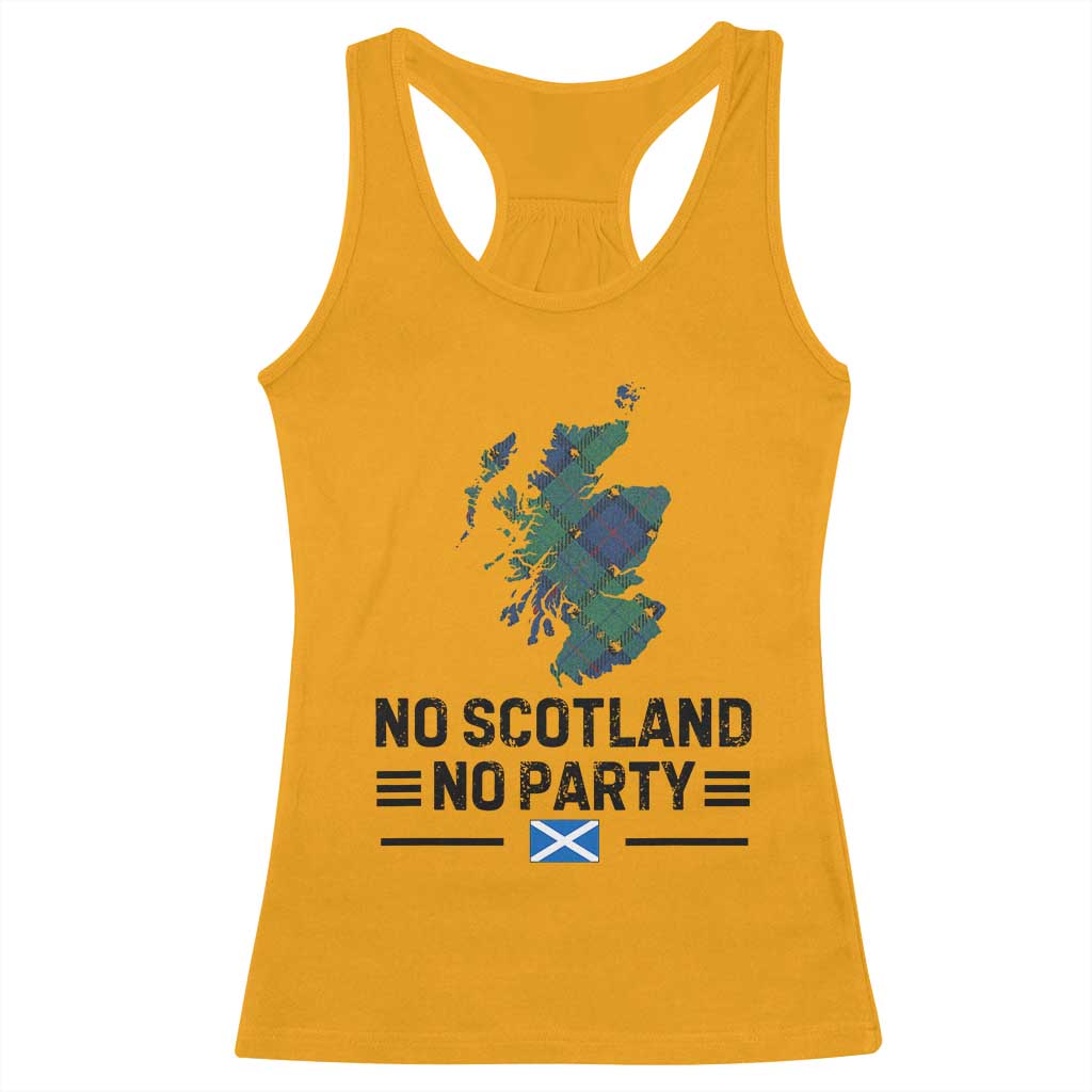 No Scotland No Party Tartan Plaid and Map Racerback Tank Top Vintage Scottish Football Supporter Sports Fans Spirit