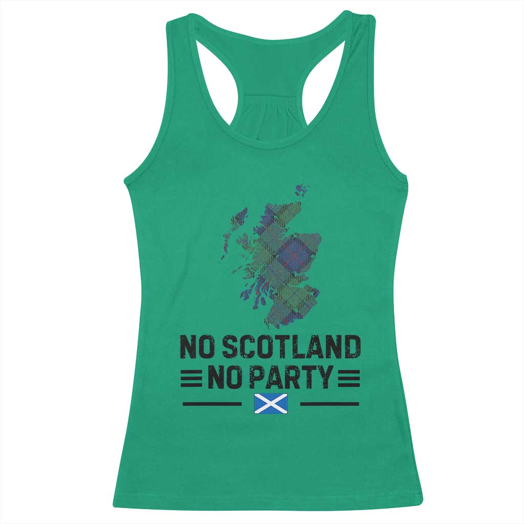 No Scotland No Party Tartan Plaid and Map Racerback Tank Top Vintage Scottish Football Supporter Sports Fans Spirit