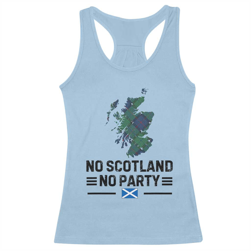 No Scotland No Party Tartan Plaid and Map Racerback Tank Top Vintage Scottish Football Supporter Sports Fans Spirit