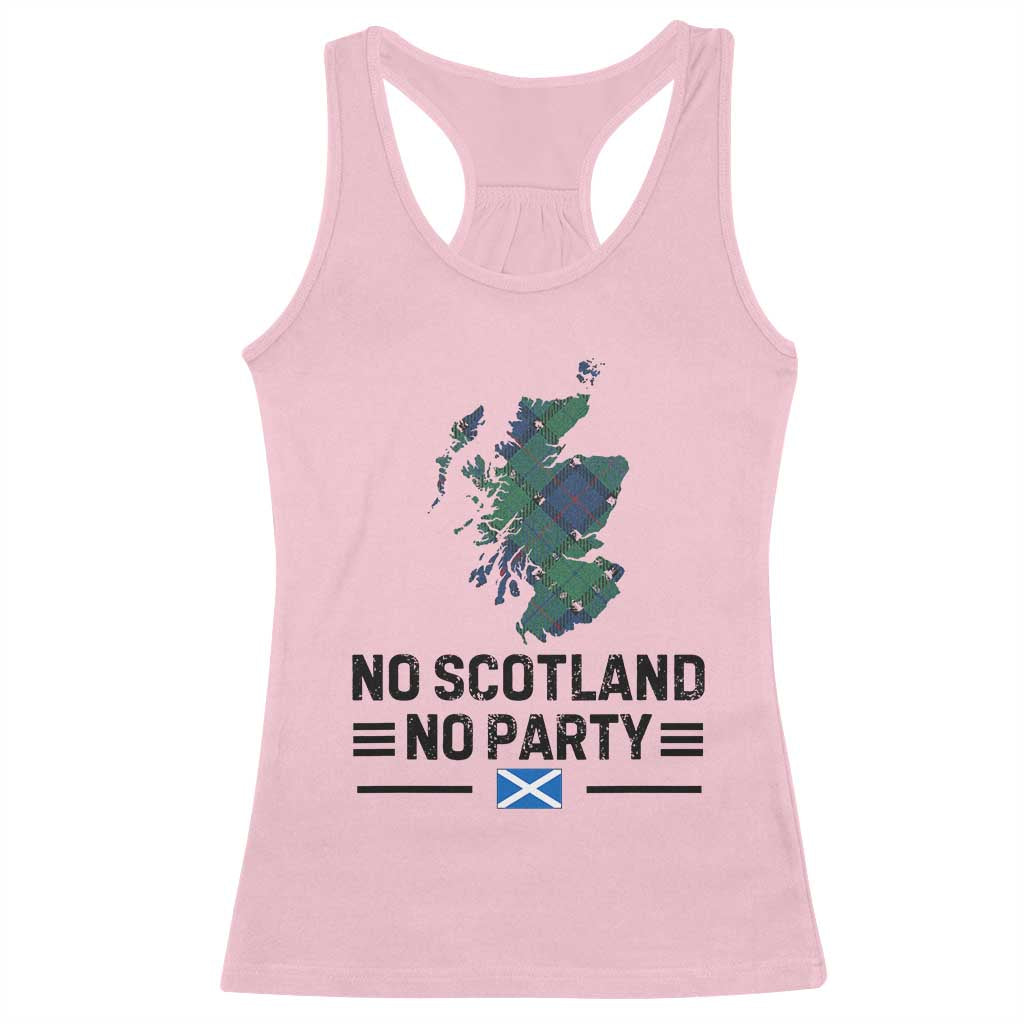 No Scotland No Party Tartan Plaid and Map Racerback Tank Top Vintage Scottish Football Supporter Sports Fans Spirit