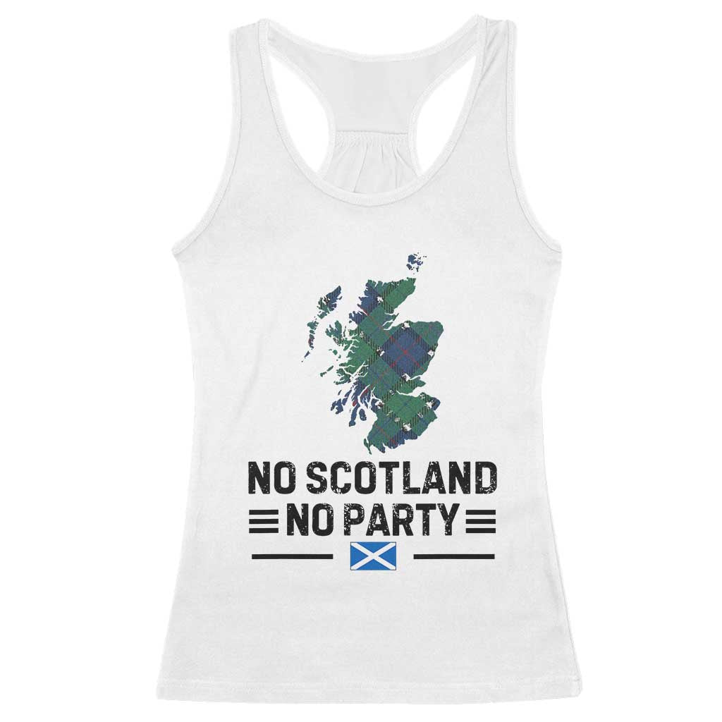 No Scotland No Party Tartan Plaid and Map Racerback Tank Top Vintage Scottish Football Supporter Sports Fans Spirit