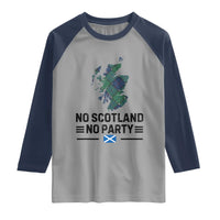 No Scotland No Party Tartan Plaid and Map Raglan Shirt Vintage Scottish Football Supporter Sports Fans Spirit