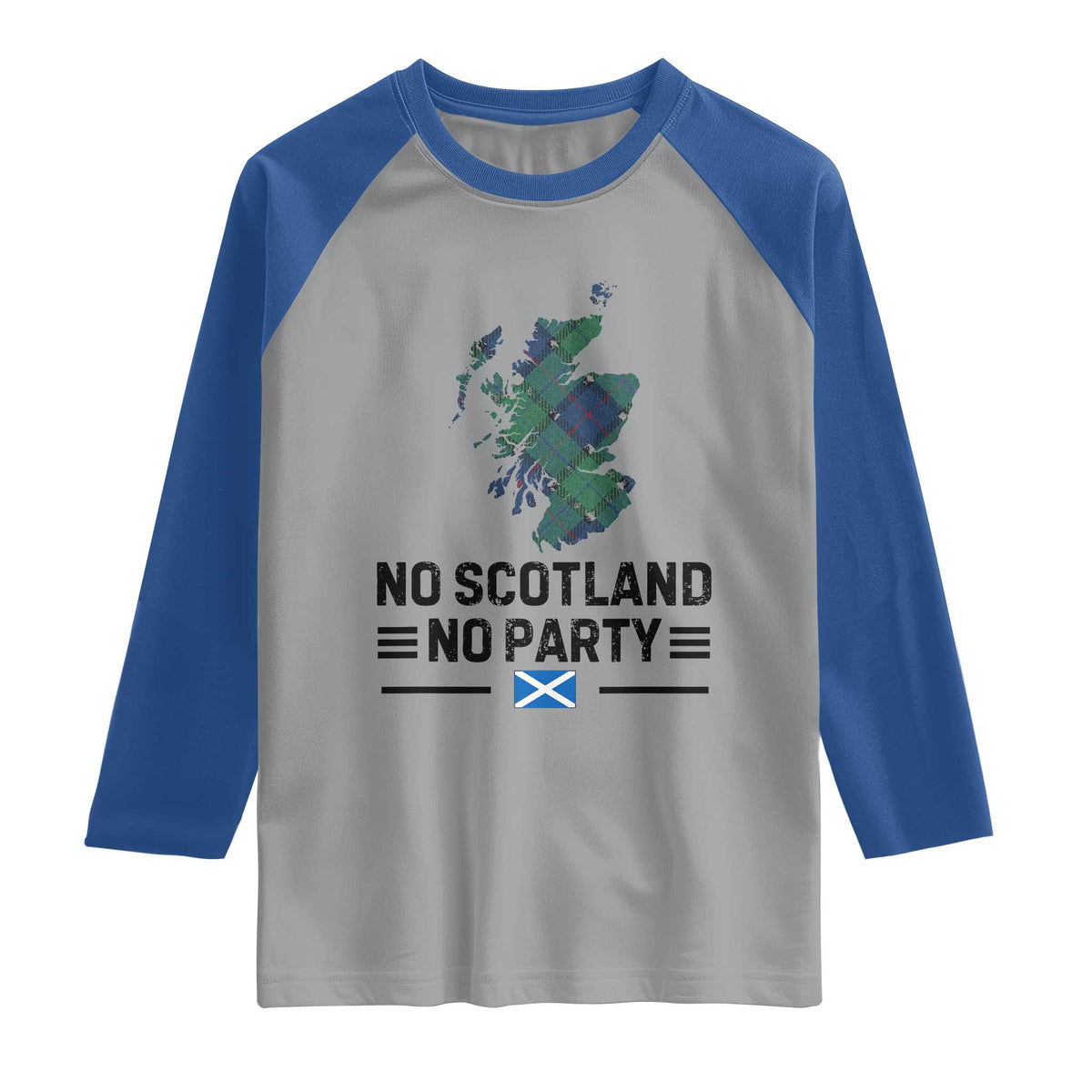 No Scotland No Party Tartan Plaid and Map Raglan Shirt Vintage Scottish Football Supporter Sports Fans Spirit