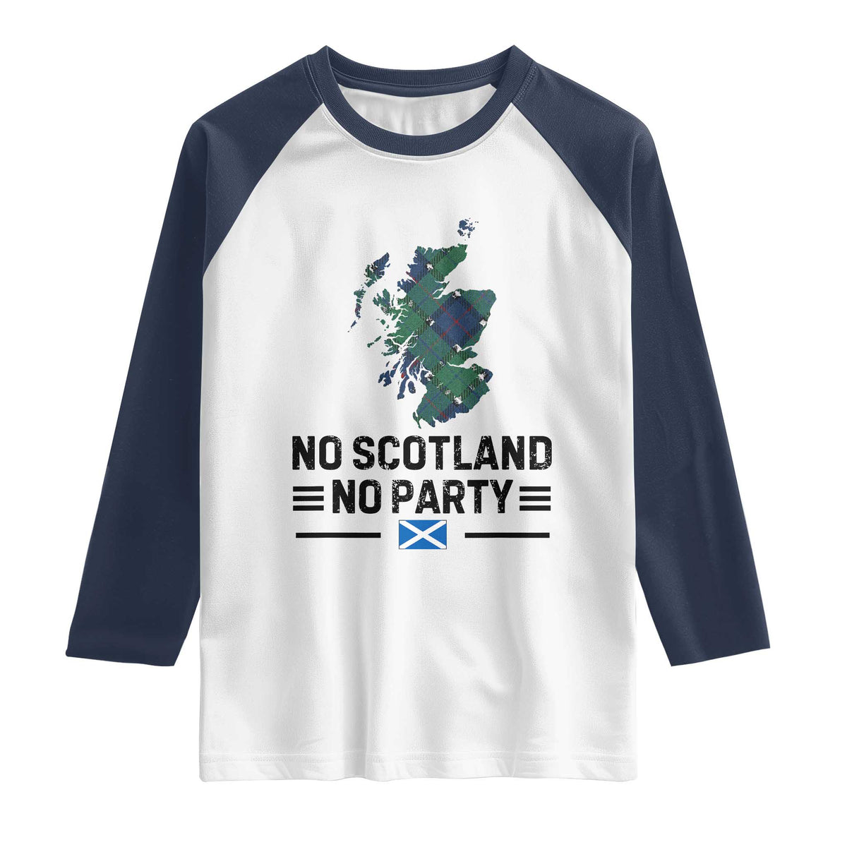 No Scotland No Party Tartan Plaid and Map Raglan Shirt Vintage Scottish Football Supporter Sports Fans Spirit
