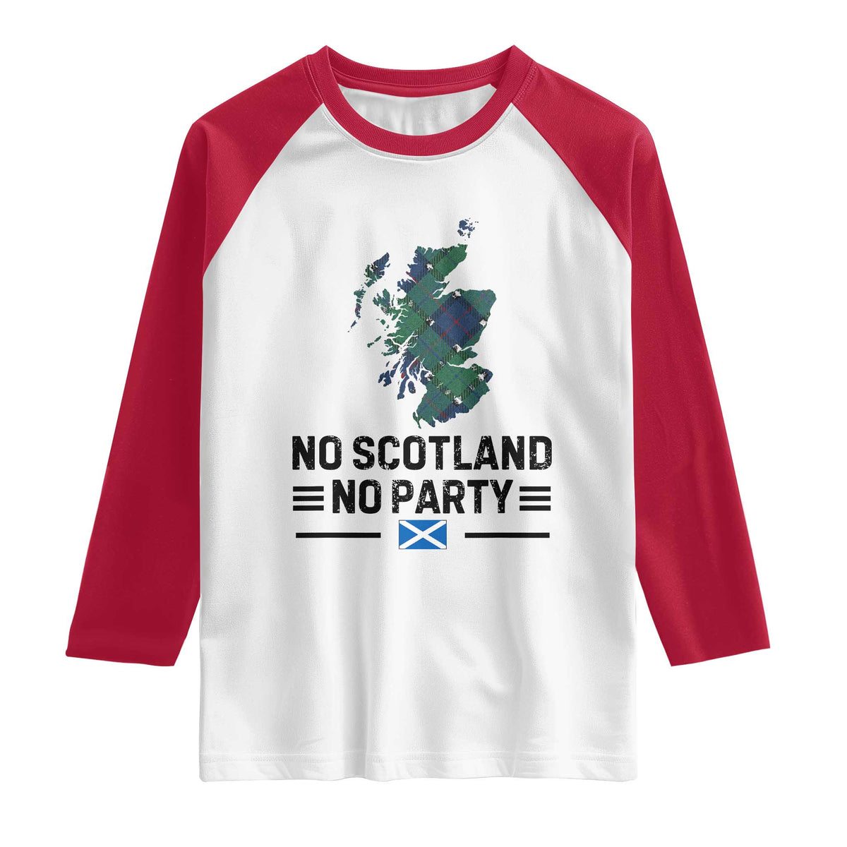 No Scotland No Party Tartan Plaid and Map Raglan Shirt Vintage Scottish Football Supporter Sports Fans Spirit