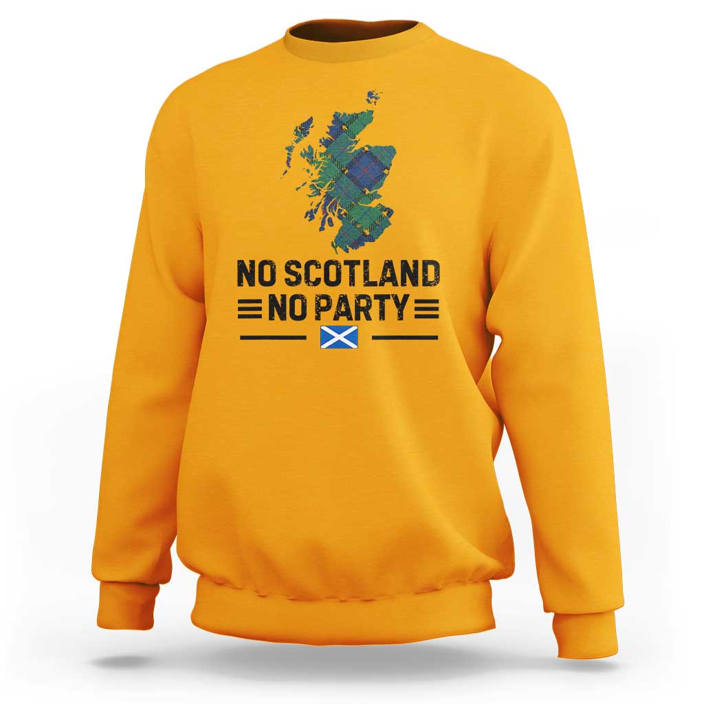 No Scotland No Party Tartan Plaid and Map Sweatshirt Vintage Scottish Football Supporter Sports Fans Spirit
