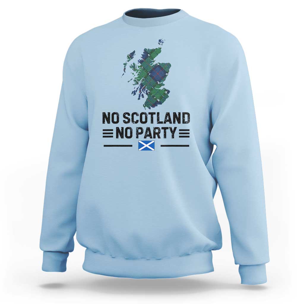 No Scotland No Party Tartan Plaid and Map Sweatshirt Vintage Scottish Football Supporter Sports Fans Spirit