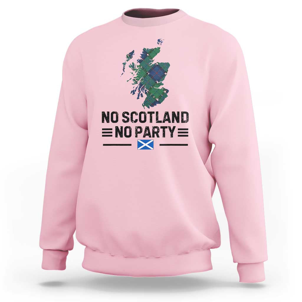 No Scotland No Party Tartan Plaid and Map Sweatshirt Vintage Scottish Football Supporter Sports Fans Spirit