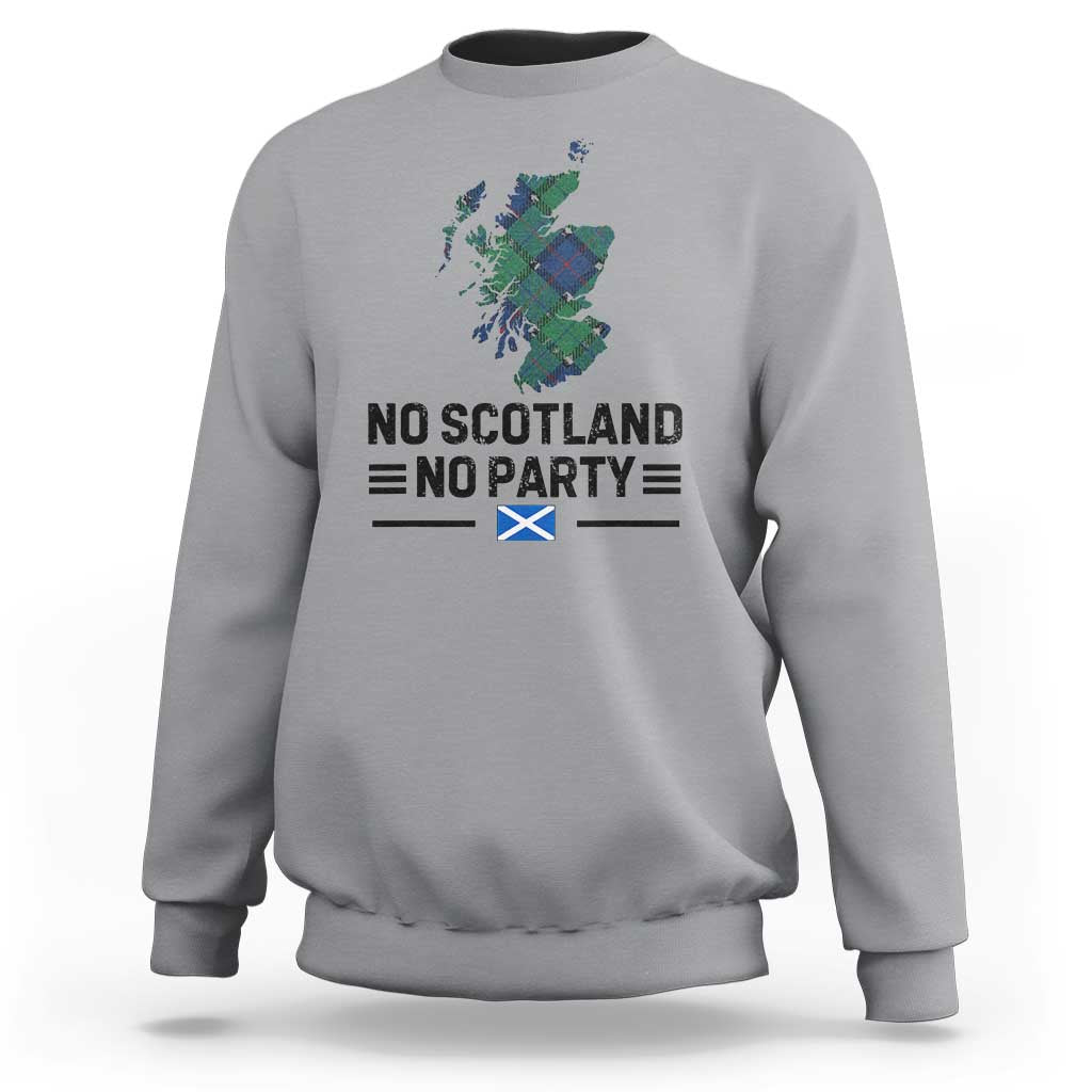 No Scotland No Party Tartan Plaid and Map Sweatshirt Vintage Scottish Football Supporter Sports Fans Spirit