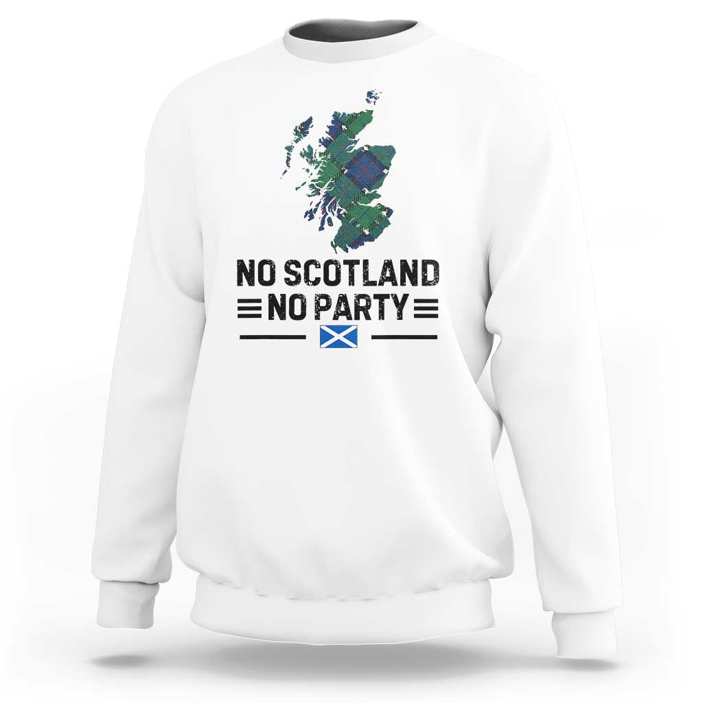 No Scotland No Party Tartan Plaid and Map Sweatshirt Vintage Scottish Football Supporter Sports Fans Spirit