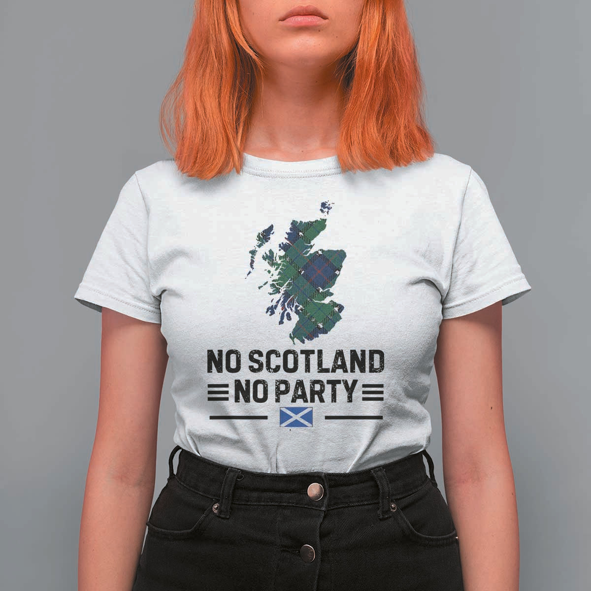 No Scotland No Party Tartan Plaid and Map T Shirt For Women Vintage Scottish Football Supporter Sports Fans Spirit