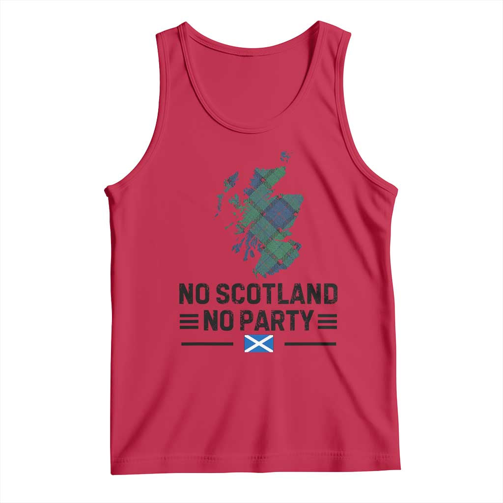 No Scotland No Party Tartan Plaid and Map Tank Top Vintage Scottish Football Supporter Sports Fans Spirit