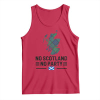 No Scotland No Party Tartan Plaid and Map Tank Top Vintage Scottish Football Supporter Sports Fans Spirit