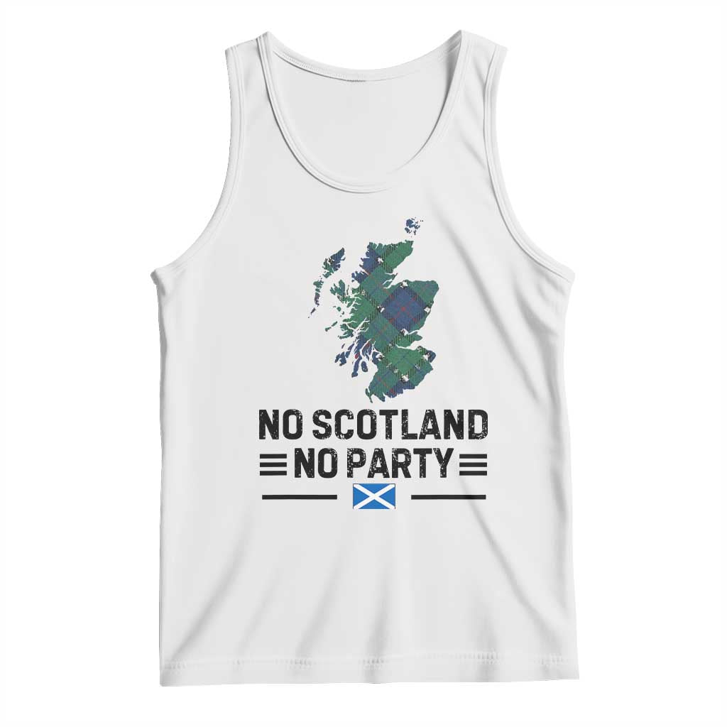 No Scotland No Party Tartan Plaid and Map Tank Top Vintage Scottish Football Supporter Sports Fans Spirit