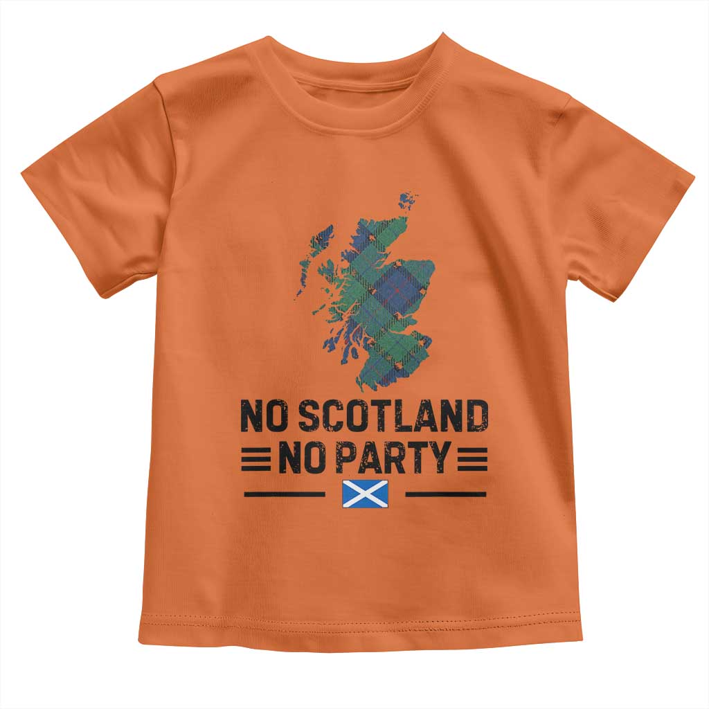 No Scotland No Party Tartan Plaid and Map Toddler T Shirt Vintage Scottish Football Supporter Sports Fans Spirit