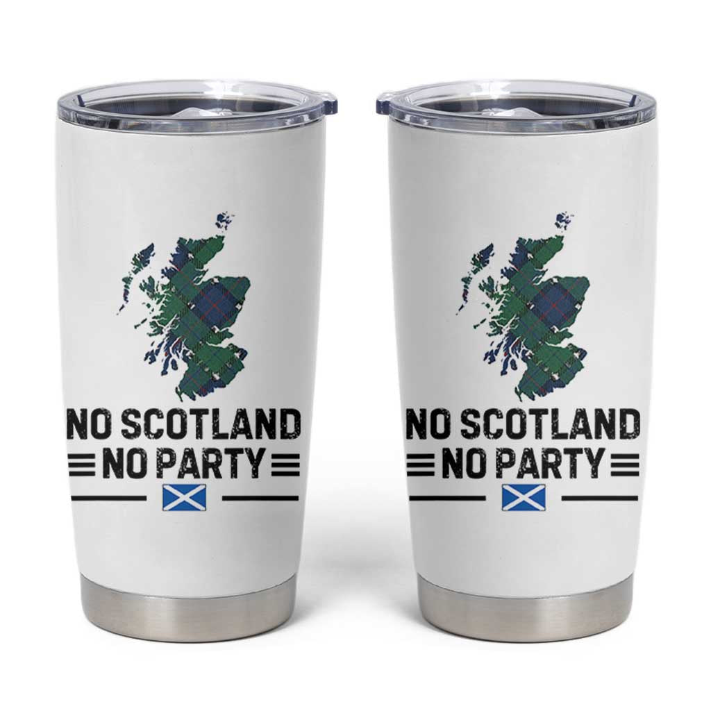 No Scotland No Party Tartan Plaid and Map Tumbler Cup Vintage Scottish Football Supporter Sports Fans Spirit