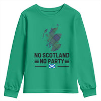 No Scotland No Party Tartan Plaid and Map Youth Sweatshirt Vintage Scottish Football Supporter Sports Fans Spirit