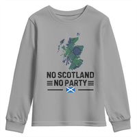 No Scotland No Party Tartan Plaid and Map Youth Sweatshirt Vintage Scottish Football Supporter Sports Fans Spirit
