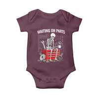 Waiting On Parts Skeleton Mechanic Baby Onesie Funny Sarcastic Auto Garage Repair Tech