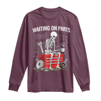 Waiting On Parts Skeleton Mechanic Long Sleeve Shirt Funny Sarcastic Auto Garage Repair Tech