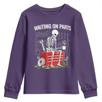 Waiting On Parts Skeleton Mechanic Youth Sweatshirt Funny Sarcastic Auto Garage Repair Tech