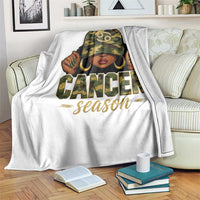 Zodiac Queen Cancer Season Retro Camo Camouflage Graphic Throw Blanket June July Horoscope Birthday Gift Melanin Women