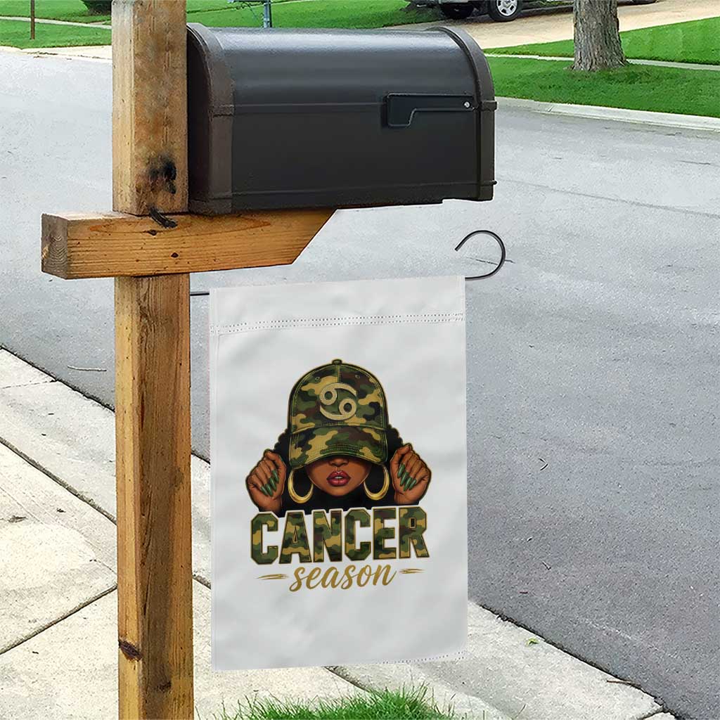 Zodiac Queen Cancer Season Retro Camo Camouflage Graphic Garden Flag June July Horoscope Birthday Gift Melanin Women