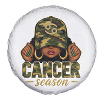 Zodiac Queen Cancer Season Retro Camo Camouflage Graphic Spare Tire Cover June July Horoscope Birthday Gift Melanin Women