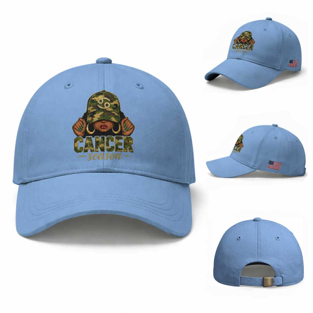 Zodiac Queen Cancer Season Retro Camo Camouflage Graphic Baseball Cap June July Horoscope Birthday Gift Melanin Women