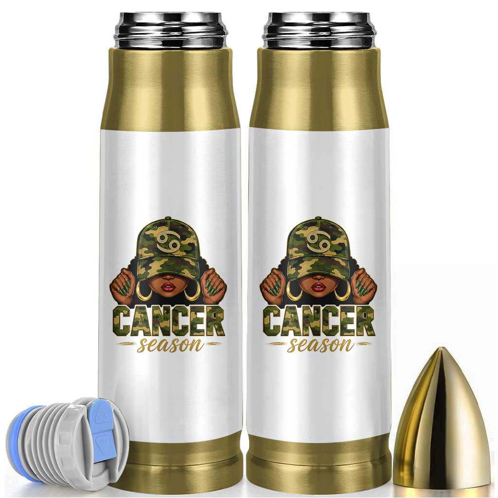 Zodiac Queen Cancer Season Retro Camo Camouflage Graphic Bullet Tumbler June July Horoscope Birthday Gift Melanin Women